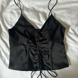 Zara Black Lace-Up Tank Top